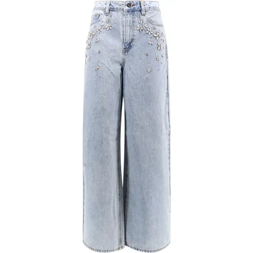 Blaue Jeans mit hoher Taille und weitem Bein , Damen, Größe: W28 - Self Portrait - Modalova