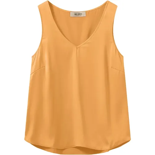 Silk V-Neck Tank Top Blouse , female, Sizes: S, L, XS, XL - MOS MOSH - Modalova