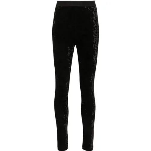 Velvet Logo Waistband Leggings , female, Sizes: M - Versace Jeans Couture - Modalova