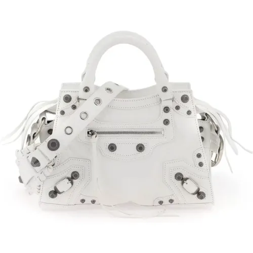 Studded Leather Handbag with Mirror , female, Sizes: ONE SIZE - Balenciaga - Modalova