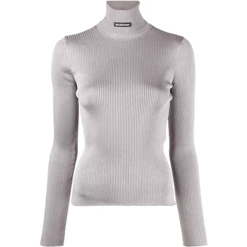 Ribbed Turtleneck Sweater , female, Sizes: S - Balenciaga - Modalova