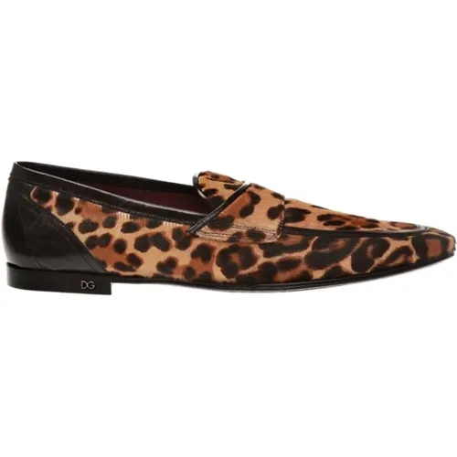 Leopard Print Leather Loafers , male, Sizes: 11 UK, 7 UK, 9 UK - Dolce & Gabbana - Modalova