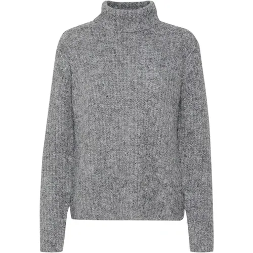 Rollneck Knit Sweater Iron Grey Melange , female, Sizes: M, XL, 2XL - My Essential Wardrobe - Modalova