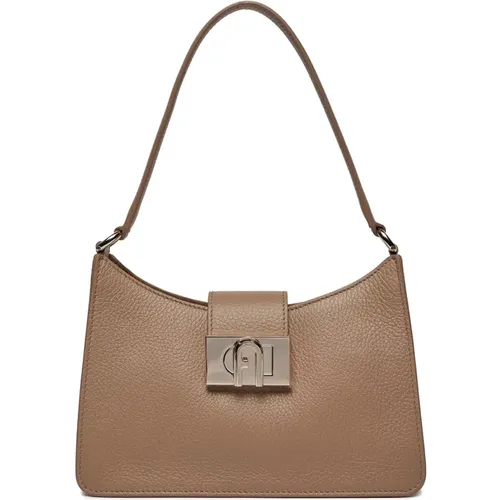 Geometric Shoulder Bag in Granata Leather , female, Sizes: ONE SIZE - Furla - Modalova
