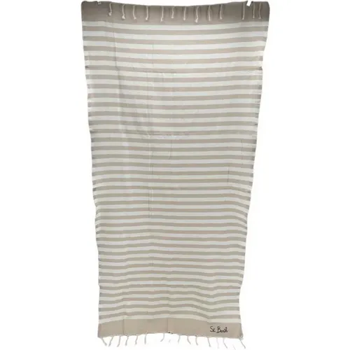 Striped Beach Towel in Beige , female, Sizes: ONE SIZE - MC2 Saint Barth - Modalova