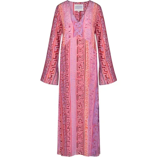Neo Classic Midi Kleid mit V-Ausschnitt , Damen, Größe: L - Fabienne Chapot - Modalova