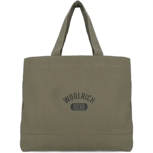 Grüne Baumwoll-Schultertasche mit Logo , Herren, Größe: ONE Size - Woolrich - Modalova