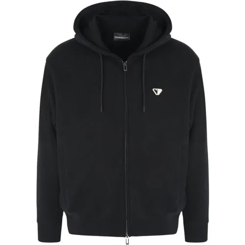 Cotton Hoodie with Eagle Logo , male, Sizes: 2XL, M, L - Emporio Armani - Modalova