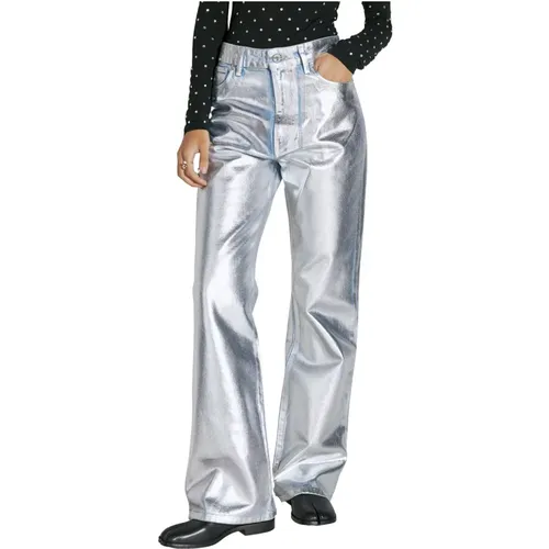 Metallic Coated Straight-Leg Denim Jeans , Damen, Größe: W29 - Paco Rabanne - Modalova