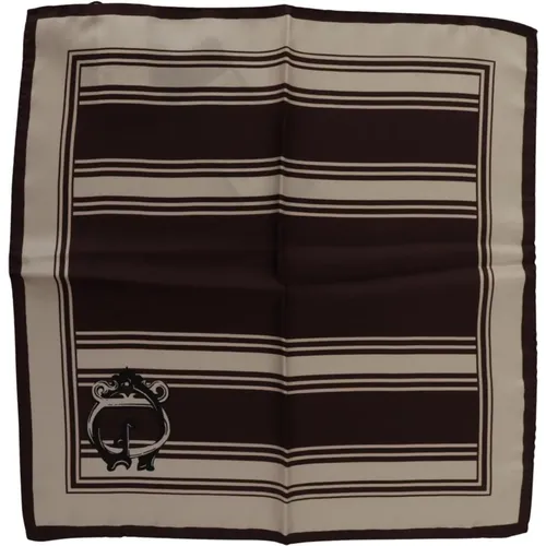 Braune Streifen DG Logo Seiden Taschentuch Schal - Dolce & Gabbana - Modalova