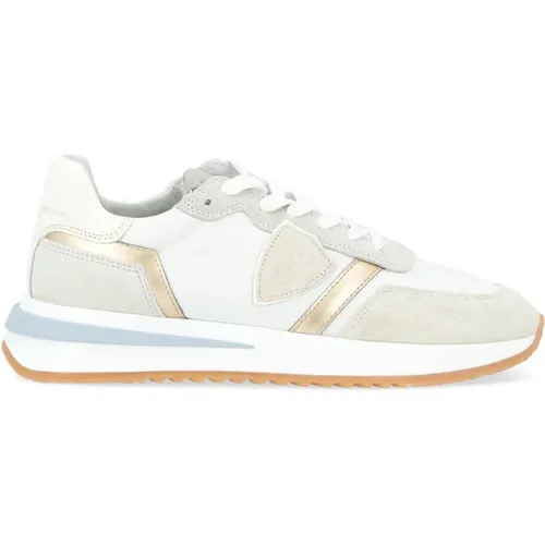 Tropez 2.1 Mondial Sneaker in Weiß mit Platin-Details , Damen, Größe: 39 EU - Philippe Model - Modalova