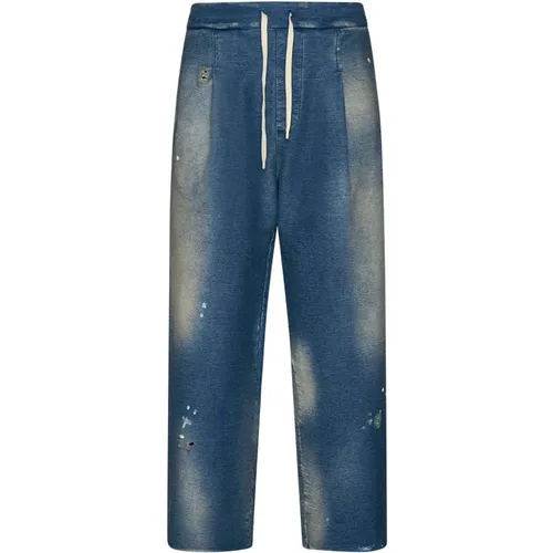 Distressed Denim Jeans with Pleat Detailing , male, Sizes: M, S, XL - A Paper Kid - Modalova