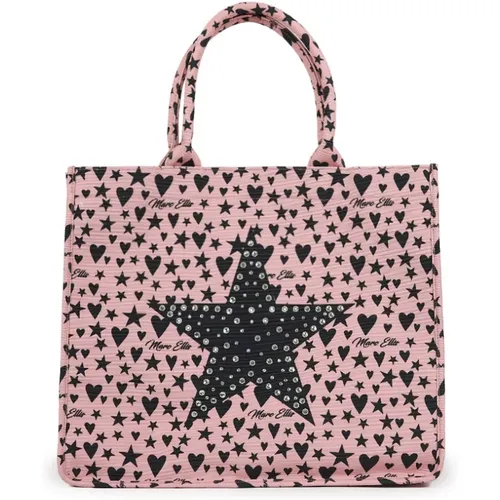 Pink and Black Strass Shopping Bag , female, Sizes: ONE SIZE - Marc Ellis - Modalova