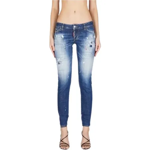 Blaue Jennifer Jeans mit mittelgroßen roten Flecken , Damen, Größe: M - Dsquared2 - Modalova