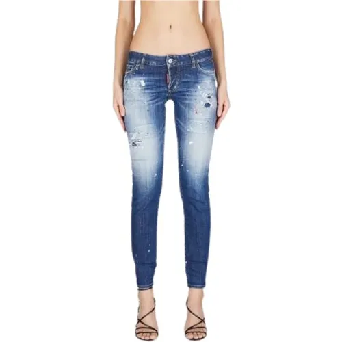 Blaue Jennifer Jeans mit mittelgroßen roten Flecken , Damen, Größe: S - Dsquared2 - Modalova