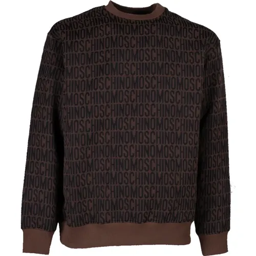Brauner Allover-Print Sweatshirt , Herren, Größe: M - Moschino - Modalova