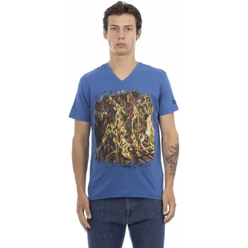 Kurzarm V-Ausschnitt T-Shirt , Herren, Größe: M - Trussardi - Modalova