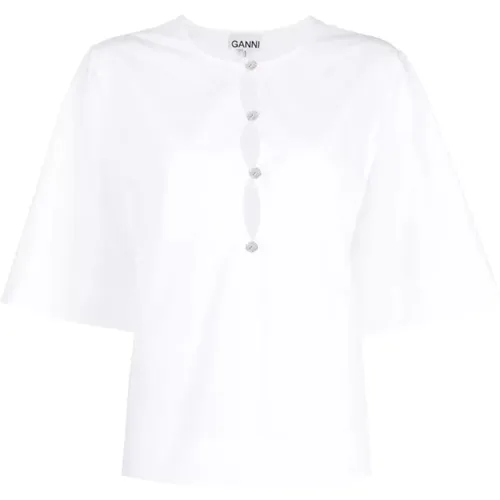 Cotton poplin blouse , female, Sizes: S, L - Ganni - Modalova