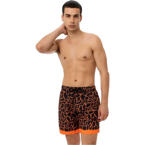 Tiermuster Badeshorts Elastischer Bund , Herren, Größe: S - 4Giveness - Modalova