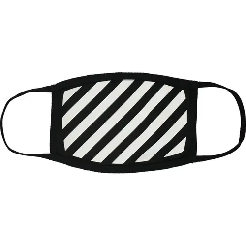 Striped Cotton Mask , male, Sizes: ONE SIZE - Off White - Modalova