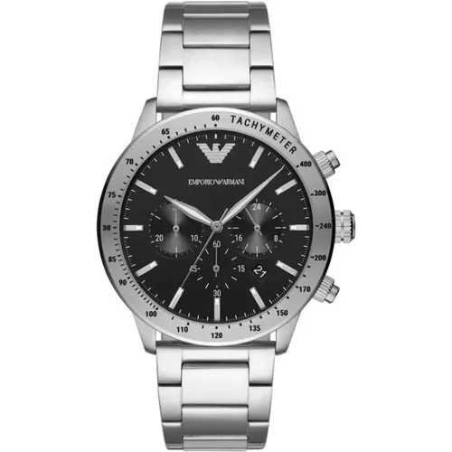 Elegant Silver Steel Chronograph Watch , male, Sizes: ONE SIZE - Emporio Armani - Modalova