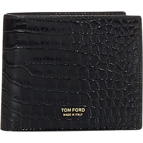 Crocodile-Print Bifold Wallet , male, Sizes: ONE SIZE - Tom Ford - Modalova