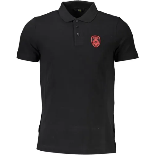 Elegantes Poloshirt mit kurzen Ärmeln in klassischem Schwarz , Herren, Größe: XL - Cavalli Class - Modalova