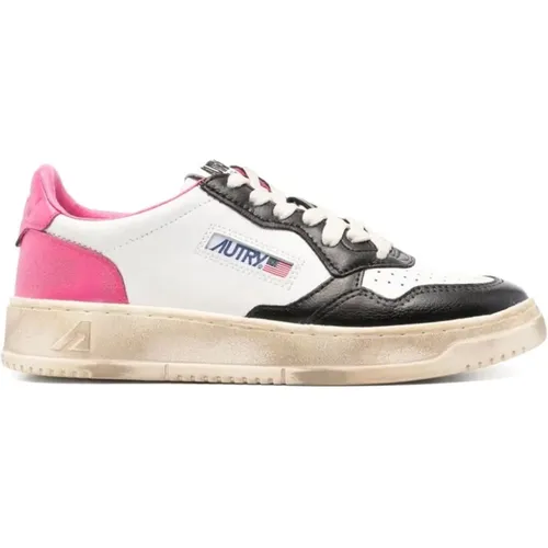 Vintage Low Sneakers Schwarz/Rosa , Damen, Größe: 36 EU - Autry - Modalova