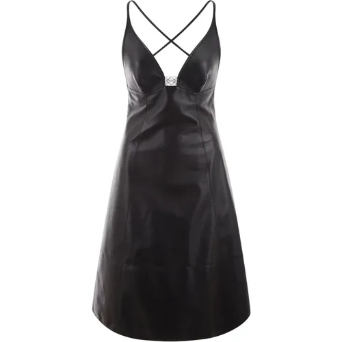Sleeveless Leather Dress with Logo Plaque , female, Sizes: S, XS - Loewe - Modalova
