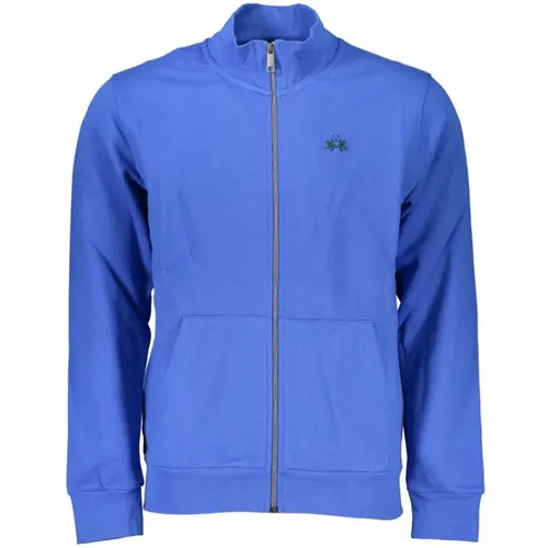 Elegantes blaues Fleece-Sweatshirt mit Stickerei , Herren, Größe: S - LA MARTINA - Modalova