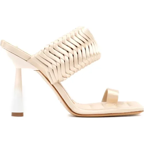 Cream Satin High Heel Sandals , female, Sizes: 3 UK, 7 UK, 5 UK - Gia Borghini - Modalova