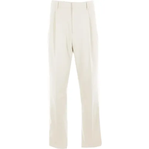 Cream Cotton Stretch Gabardine Trousers , male, Sizes: M - Lardini - Modalova