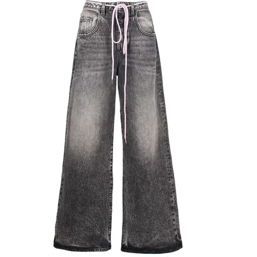 Schwarze Wide Leg Jeans mit Taschen , Damen, Größe: W25 - Icon Denim - Modalova