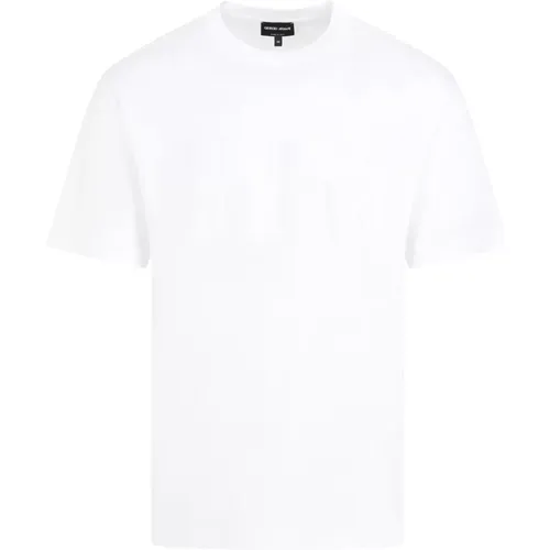 Cotton T-Shirt with Embroidered Logo , male, Sizes: S, XL - Giorgio Armani - Modalova
