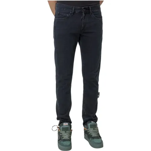 Baumwoll Denim Jeans mit Logo Detail , Herren, Größe: W34 - Off White - Modalova