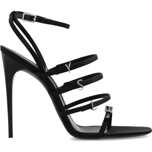 Satin Crystal Sandals , female, Sizes: 3 UK - Saint Laurent - Modalova