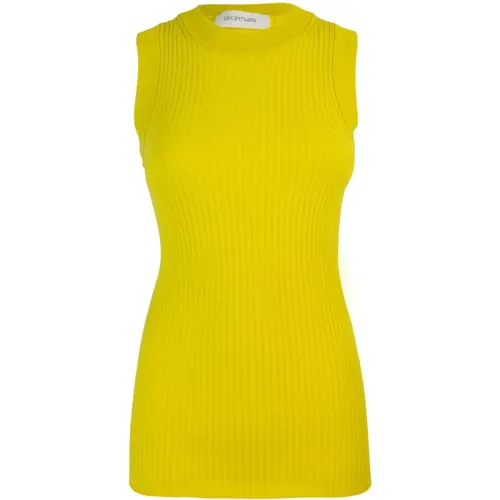 Geripptes Baumwoll-Tanktop , Damen, Größe: S - SPORTMAX - Modalova