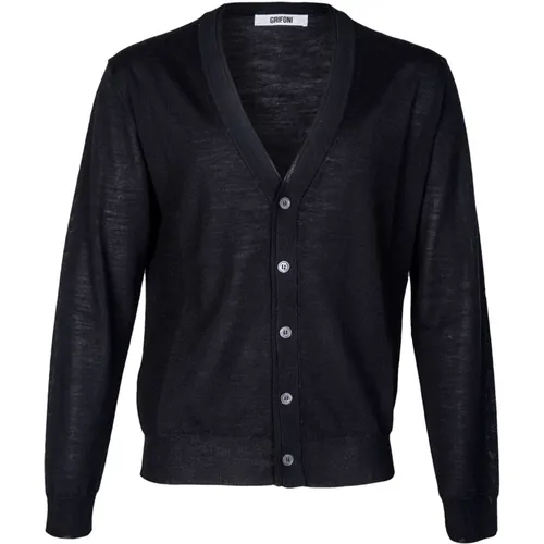 Light Wool Cardigan with Double Collar , male, Sizes: XL, 2XL - Mauro Grifoni - Modalova