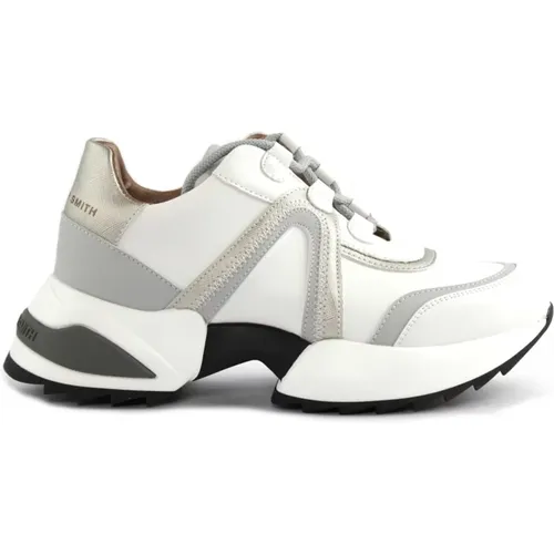 Weiße/Silberne Stilvolle Sneakers , Damen, Größe: 39 EU - Alexander Smith - Modalova