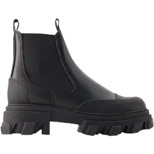 Noir Leather Slip-On Boots , female, Sizes: 4 UK, 6 UK, 5 UK, 8 UK, 2 UK, 3 UK, 7 UK - Ganni - Modalova