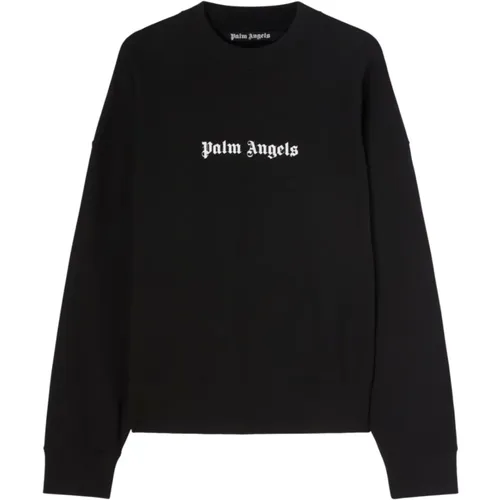 Schwarzer Logo-Print Crew-Neck Sweatshirt , Herren, Größe: S - Palm Angels - Modalova