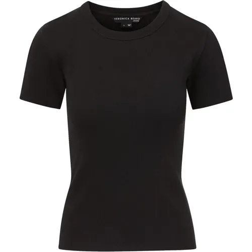 Ribbed Tee with Curved Neckline , female, Sizes: L, S, XS, M - Veronica Beard - Modalova