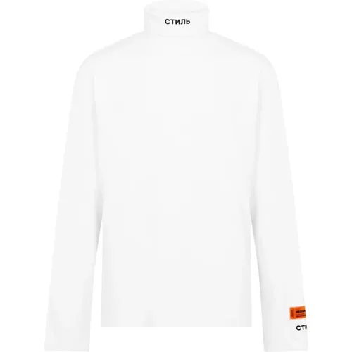 Logo Rollkragen T-Shirt Weiß Baumwolle , Herren, Größe: M - Heron Preston - Modalova