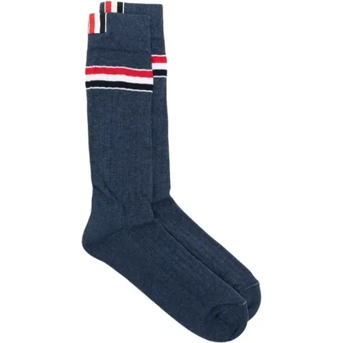 Athletic Rib Mid Calf Socks Dark , male, Sizes: ONE SIZE - Thom Browne - Modalova