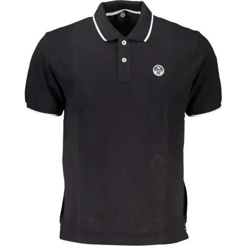 Schwarzes Baumwoll-Poloshirt mit kurzen Ärmeln , Herren, Größe: M - North Sails - Modalova