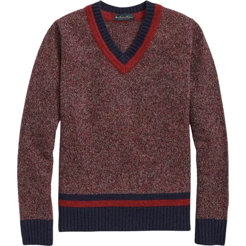 Gemusterter Woll-V-Ausschnitt-Pullover , Herren, Größe: M - Brooks Brothers - Modalova