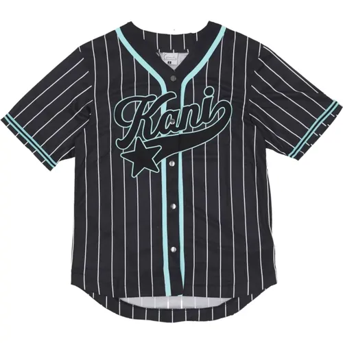 Herren Pinstriped Baseball Shirt mit Logo , Herren, Größe: L - Karl Kani - Modalova