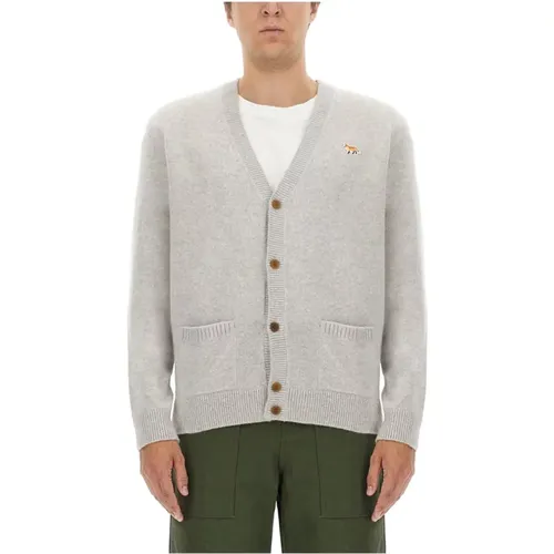 Fuchs Patch Woll Cardigan , Herren, Größe: 2XL - Maison Kitsuné - Modalova