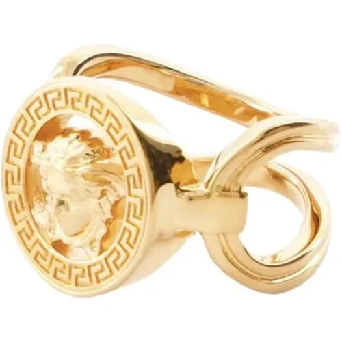 Goldener Metallring mit Fingerport , Damen, Größe: 54 MM - Versace - Modalova