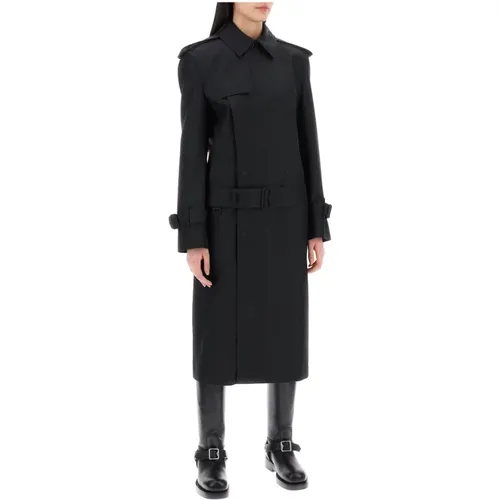 Silk twill double-breasted trench coat , female, Sizes: 2XS, XS - Burberry - Modalova